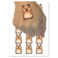 Shocked Scared Cute Hamster Rodent Gasp Temporary Tattoo Water Resistant Set