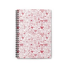 Love Themed Spiral Notebook, Cute Gift for Girlfriend, Valentine's Day, Journal,