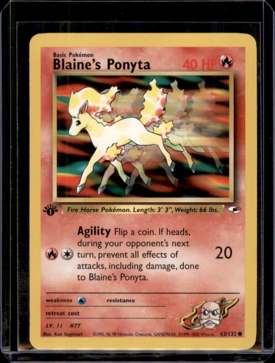 Blaine’s Ponyta 1st Edition Gym Heroes 63/132 WOTC Vintage Pokemon - Near Mint