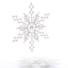 Bulk Lot of 24 White Iridescent Glittered 6-1/2" Snowflake Ornaments