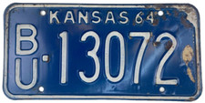 Kansas 1964 Vintage License Plate Car Man Cave Butler Co Collector Wall Decor