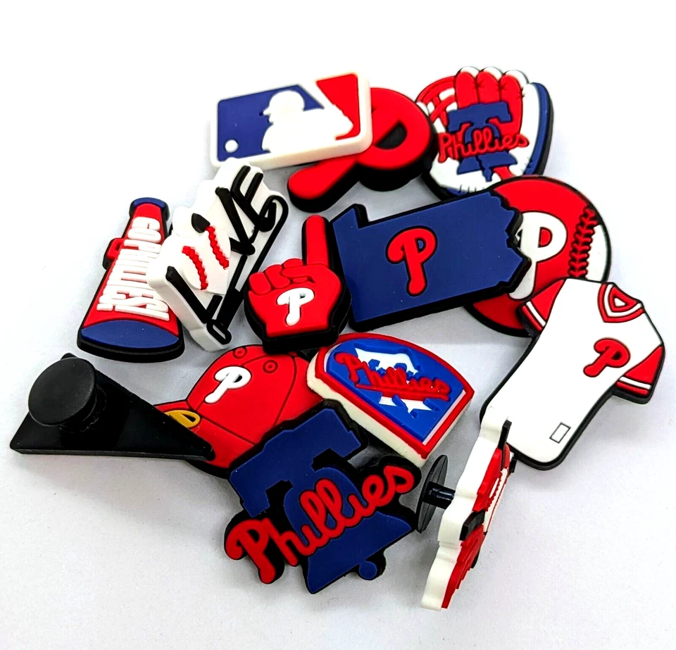 Lote de DIJES PARA ZAPATOS PHILADELPHIA PHILLIES (14 piezas) de accesorios de regalo geniales de béisbol Foto 3 de 4