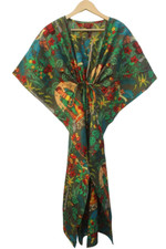 Women Hippie Cotton Summer Sleepwear Frida Kahlo Printed Long Maxi Caftan Dress