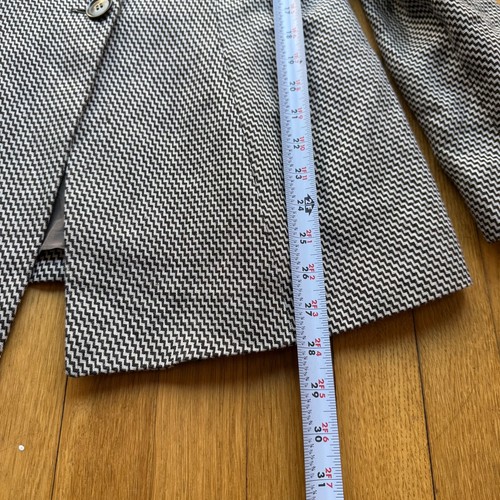 Giorgio Armani Size 44 Black & White Chevron Linen Borgo 21 Blazer Jacket - Picture 11 of 15