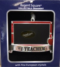 REGENT SQUARE 1 TEACHER CHALKBOARD CHRISTMAS ORNAMENT CRYSTALS NEW A16507