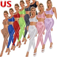Women 2 Piece Tracksuit Outfits Workout Crop Top Sports Bra High Waist Pants Set
