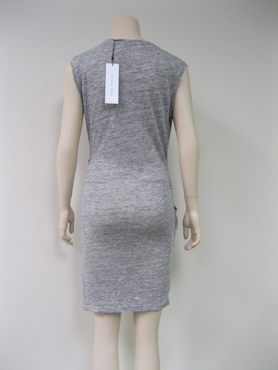 VERONICA BEARD Grey Ruched Dress Linen Sample Sz 6, NEW TAGS $395 | eBay