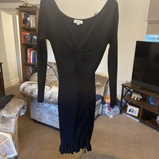 Black Ribbed Dress Size M/L Long Sleeves 