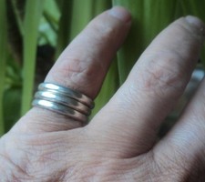 Attractive Mexican Sterling Silver Modernist Ring Mexico - size N