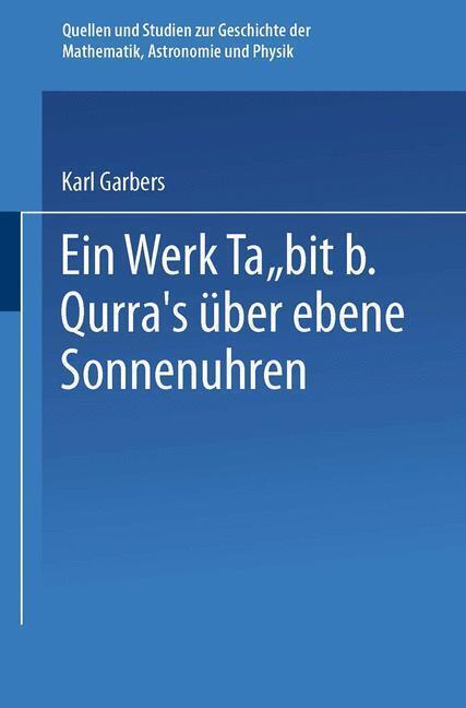 Thumbnail - Ein Werk ¿¿bit B. Qurra¿s Über Ebene Sonnenuhren | Buch |