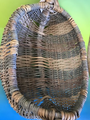 Panier Amérindien En Osier Tissé Main - Forme Fesse, Pour œufs Ou Décoration, Vintage