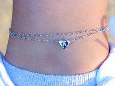 Tiny Heart Initial Bracelet Heart With Custom Letter Bracelet Anklet for Women