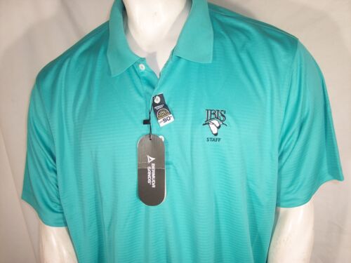 NEW Bermuda Sands XXL Green Striped Poly Golf Shirt Ibis Staff Logo - 第 1/8 張圖片