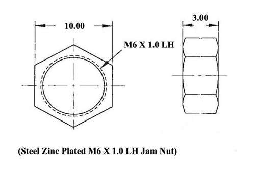 6 PACK METRIC M6 X 1.0 LH STEEL JAM NUTS NUT - Picture 2 of 2