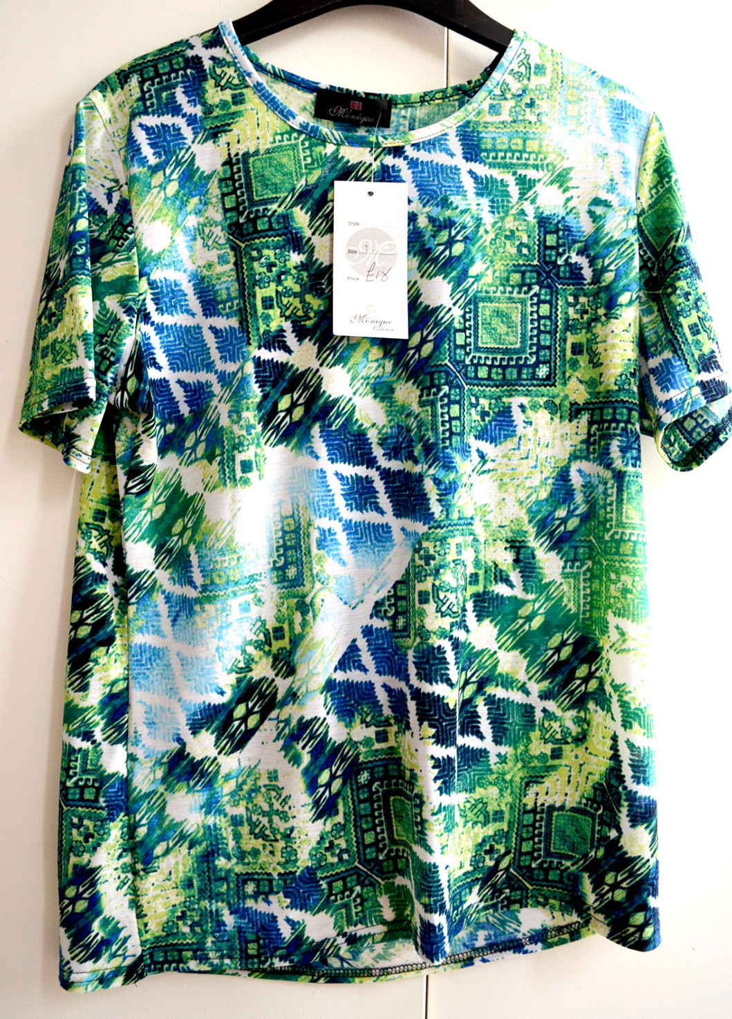 Womens Top Size 12 Blue/Green Multi Patterned Short Sleeve New with Tags