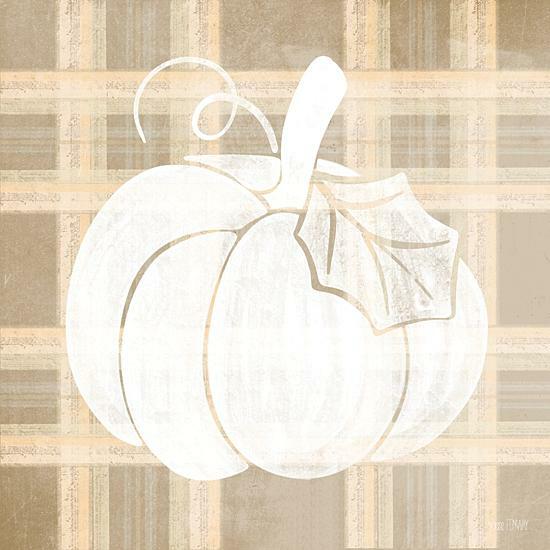 Art Print, Framed or Plaque By House Fenway - Plaid Pumpkin II - FEN163