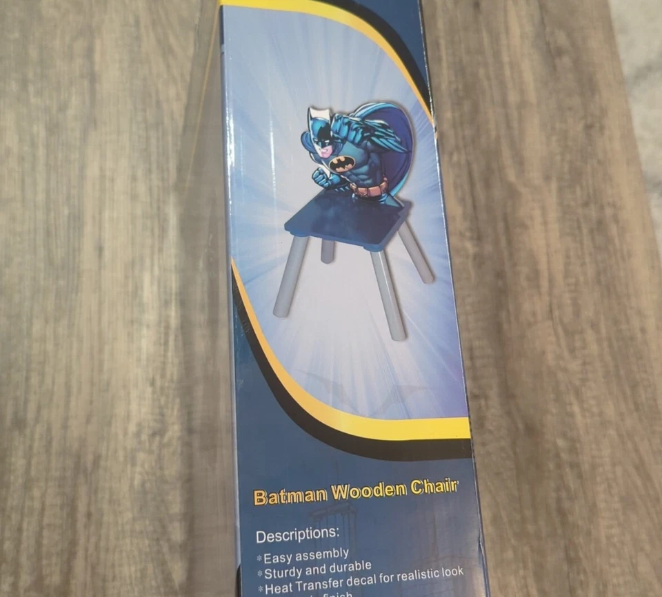 Silla infantil de madera Batman fácil montaje muebles para niños superhéroe DC Foto 3 de 4