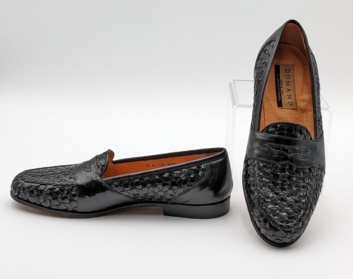Domani by Johnston Murphy Men's Woven Loafer Slip On Shoes Black