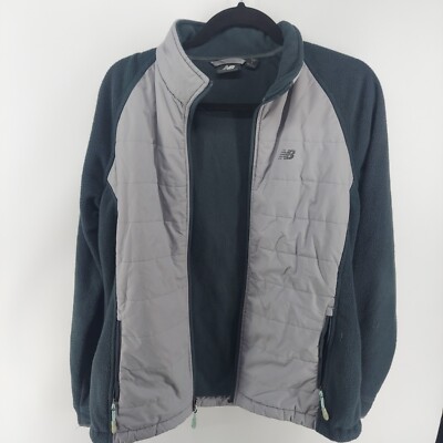 new balance fleece jacket men size large gray quilted lightweight