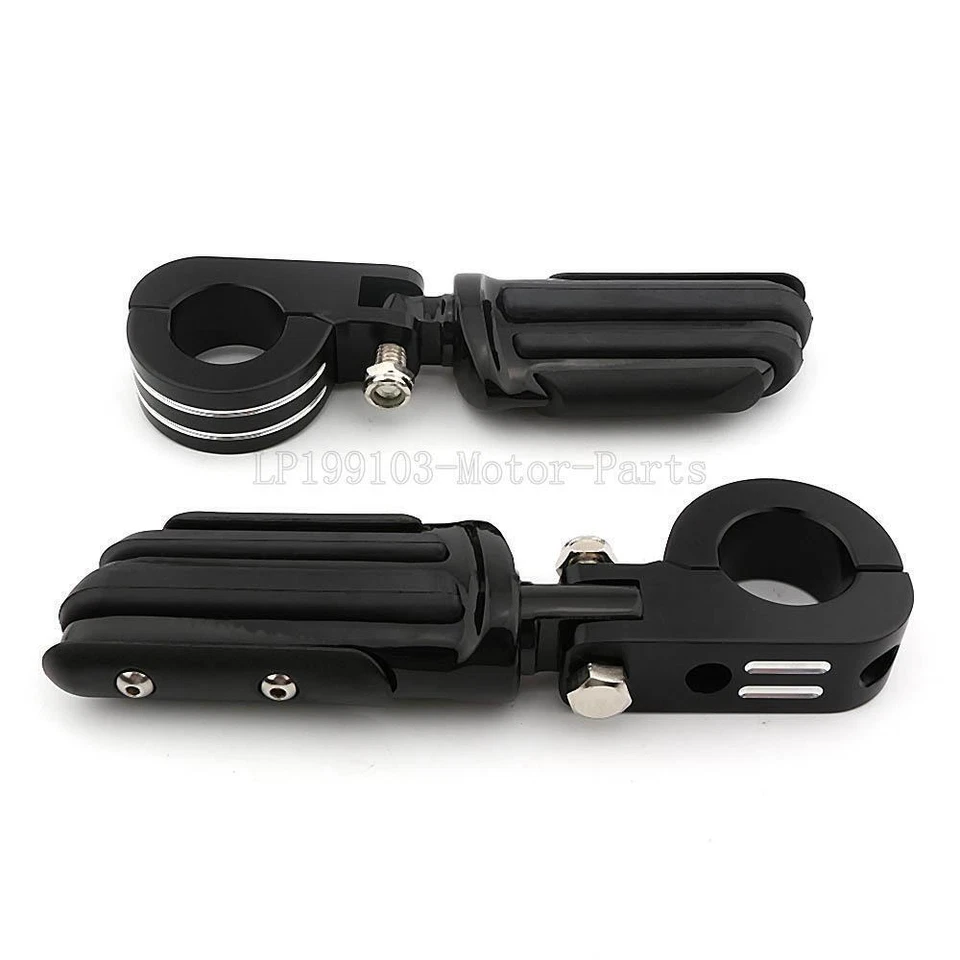 Abrazaderas de estriberas de carretera negras de 1-1/4" para Harley Davidson Road Glide Foto 3 de 4