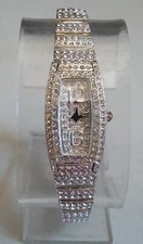 Women's silver finish rhinestone bracelet fashion bridal party watch
