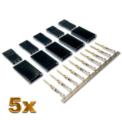 5 Stück Male Servo Stecker JR Graupner Futaba Robbe Hitec kompatibel Crimp Pins