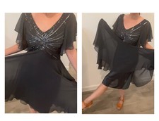 Women’s NWT  Dress Beaded Flutter Sleeves Gray Size 6 Small Swing Formal  Date