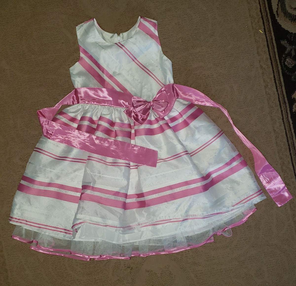 bonnie jean pink and white dress Bonnie Jean Pink & White Cute Tulle Dress Girls Size 6 Clean Pet/Smoke free  home