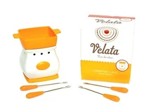 Velata Fun Fondue, Clementine Curve, Fondue Warmer, Dish, Forks, Bulb & Manual 