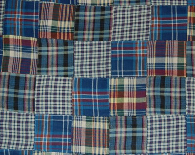 Three Chickadees Cotton Patchwork Madras Fabric from India ~ Bangor Flannel