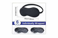 6 PACK Sleep Eye Mask Soft Relaxing Blindfold, Helps You Sleep Better ,BLACK