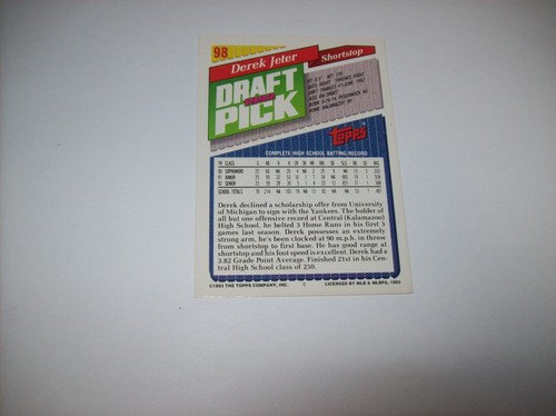 1993 Topps Derek Jeter #98 Rookie Card HP Free Ship & Tracked - Picture 3 of 4