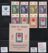 WC1_30427. PARAGUAY. 1964 TOKYO OLYMPIC GAMES set w. souv.sh.Sc.791-798+A. MNH
