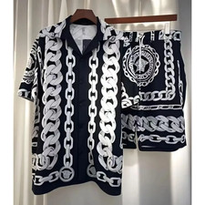 Mens Fashion Hawaiian Short Sleeve Suit Set Men's Beach Print Shorts + Shirt