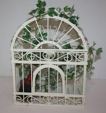 White Metal Decorative Bird Cage Top Lifts Ha...
