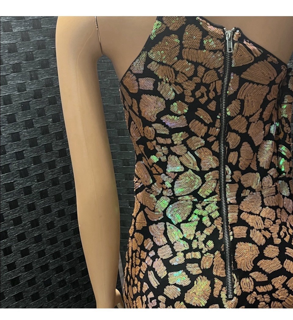 Stunning orange and black sequence Iridescent Gow… - image 7