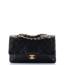 Chanel Vintage Classic Double Flap Bag Quilted Lambskin Medium