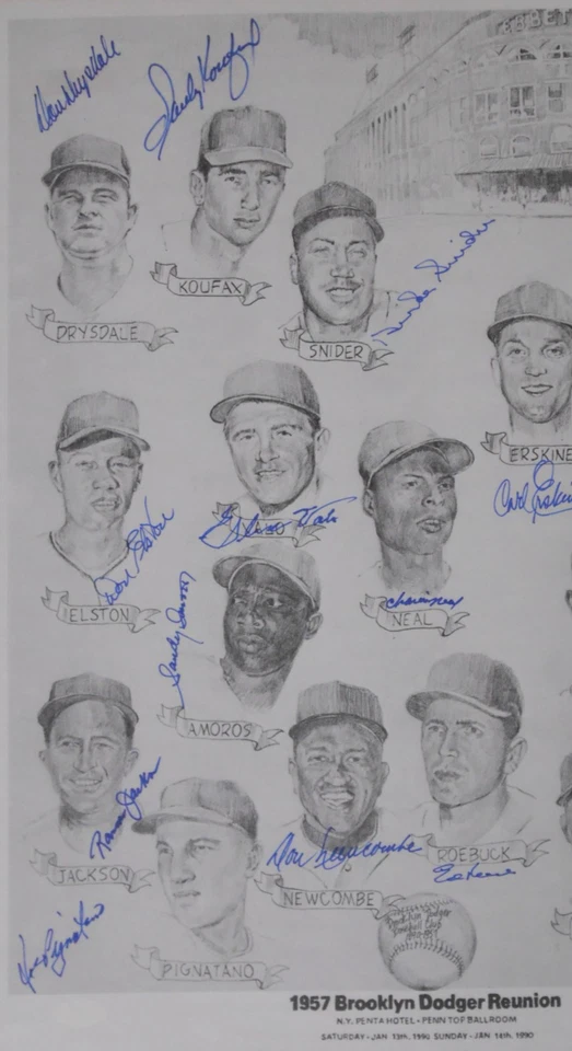 Brooklyn Dodgers Reunion Poster - 1957 Team - 17 Signatures - PSA - Image 2 of 4
