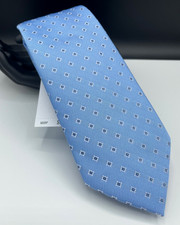 Tommy Hilfiger Men's Silk Blend Tie  Light Blue  Geo Neat  NEW MSRP: 69.50