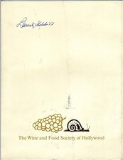 SCANDIA Menu Wine & Food Society of Hollywood signed Lauritz Melchior 1962