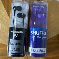 Lot 2 Magnavox Shuffle In Ear Headphones Clear Bass Great Sound  Earbuds Bnk2