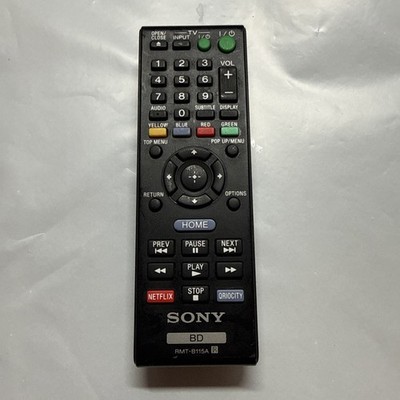 Sony RMT-B115A Blu-ray DVD Player Remote Black