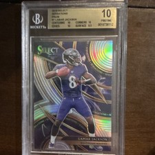 Panini 2019 Select Sensations Prizm Lamar Jackson #7 Beckett 10 Baltimore Ravens