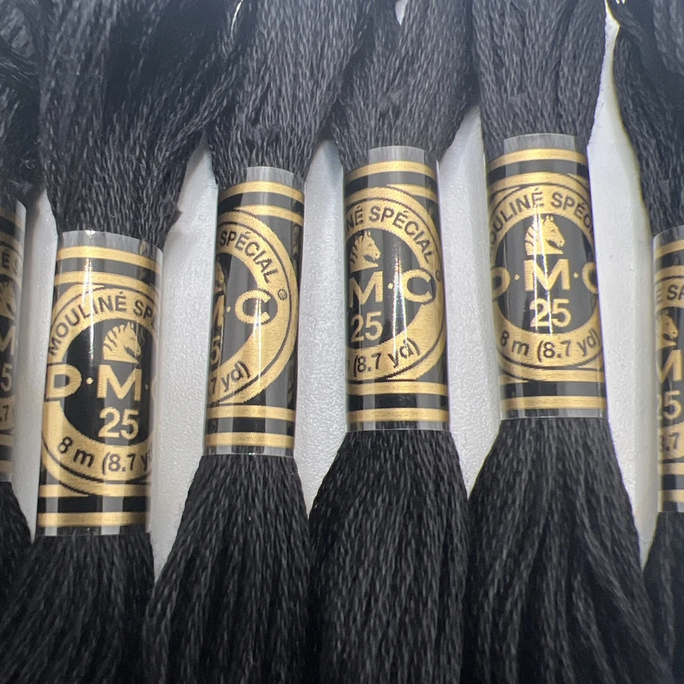 12 PACK - 310 BLACK Moline DMC 6-Strand Embroidery Cotton 8.7yd Brand New! - Image 3 of 3