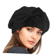  Lady French Beret Hats for Women Chic Wool Beret for Adults One Size Black