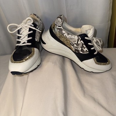 Steve Madden Women s Size 8 Cliff Fashion Sneaker Glittery Gold Chunky Camo 