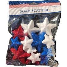 Red White and Blue Glitter Stars Fourth of July Confetti and Foam Scatter