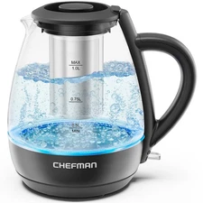 Chefman 1L Electric Kettle with Tea Infuser – 1500W Hot Water Boiler, Auto