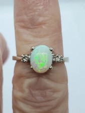 Natural Fire Opal 3.00Ct Oval Cut Vintage Engagement Ring 14K White Gold Plated