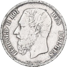 [#1213838] Belgium, Leopold II, 5 Francs, 5 Frank, 1868, Tranche fautée, Sil, ve